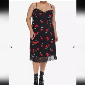 XL 💀 🍒 Hot Topic Cherry Skulls Black Summer Dress Social Collision Gothic